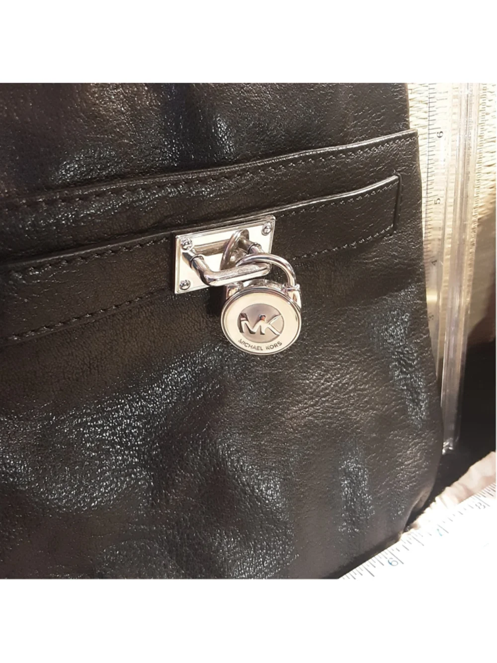 Michael Kors Black Pebbled Leather Crossbody Bag with Silver Hardware & Dust Bag